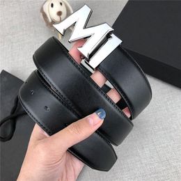 Copper Buckle Belts with Box Men's and Women's Leather Belts Smooth Buckle Dress Up Hipster Belts310m