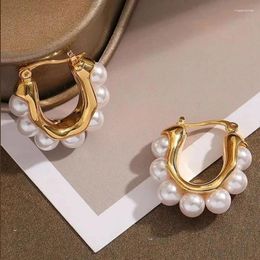 Hoop Earrings BenS U-shaped Pearl Fashion Small European Elegant Women's Party Pearls Jewellery Wholesale