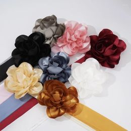 Scarves 8 Colours 150cm Camellia Ribbon Scarf Women Fashion Elegant Floral Choker Dressing Gown Accessories For Wedding Engagement Party