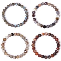 Natural Stone Bracelets Bracelet Women Men Stone Mala Beads Charms Meditation Ethnic Labradorite Agates Jewelry Gem Gift1304k