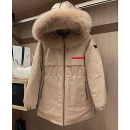 12.19 Fashion Temperament Fox Fur Collar Hooded Triangle Thicken Keep Warm Zipper Goose Down Jacket Women