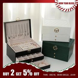 Jewellery Boxes Large Jewellery Storage Box Multi-Layer Organiser For Jewellery Necklace Earring Leather Jewellery Storage Packaging Display Boxes 231218