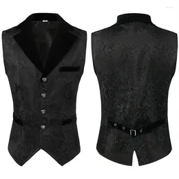 Men's Vests Jacquard Single Breasted Button Men Vest Suit For Wedding Casual Vintage Waistcoat Fashion