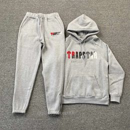 Hoodie Trapstar Full Tracksuit Rainbow Towel Embroidery Decoding Hooded Sportswear Men And Women Sportswear Suit Zipper Trousers Size XL 55