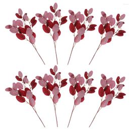 Decorative Flowers 8pcs Artificial Eucalyptus Stems Arrangement Decor Vase Filling Leaf