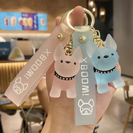 Bag Parts Accessories Fashion punk french bulldog keychain crystal dog for ladies bag pendant Jewellery small accessories men car key ring 231219