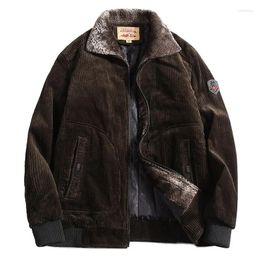 Men's Jackets Jacket Thickened Coats Fur Collar Mens Corduroy And Warm Winter Casual Outwear Male Thermal Windbreaker Plu