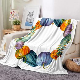 Blankets Thanksgiving Quotes Blanket Plush Warm Cosy Dried Maple Wreath Soft Bed Decor Pumpkins And Nuts Flannel For Sofa Bedding