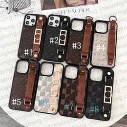 Phone Case Designer Wristband iPhone Case for iPhone 15 Pro Max Cases Apple iPhone 14 Pro Max 13 12 11 15 Plus Case Luxury Leather Wrist Strap Key Ring Mobile Cover