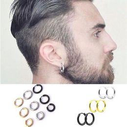 Stud Fashion Hip Hoop Earrings Women Men Punk Gothic Stainless Steel Simple Round Lover 3 Colors Size Earring Jewelry256W