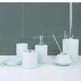 Bath Accessory Set Nordic Four-piece Suit Solid Colour Resin Bathroom Accessories Gargle Cup Liquid Soap Dispenser Dish Toothbrush Holder