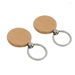Hooks 120Pcs Blank Round Wooden Keychain DIY Key Tag Gift