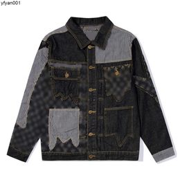 Designer Coats Jacket Denim Colour Embroidery Long Sleeve Women Black