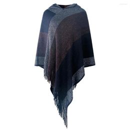 Scarves Woman Winter Poncho Stripped Pullover Tassels Shawl Party Travel Vacation Po Props Irregular Hem Scarf Ladies Girls281y