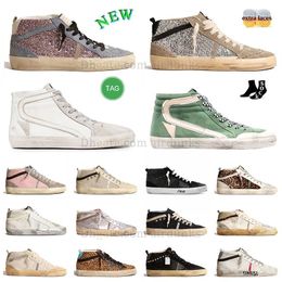 do diety old shoes high top golden sneakers ball Star Italian Brand midstar Sneaker plate-forme Glitter Sparkle mens womens luxury platform trainers outdoor shoe