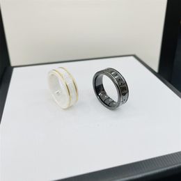 New Style Couple Ring Fashion Simple Letter Ring Ceramic Material Lovers Ring Fashion Jewelry Supply286e