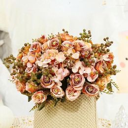 Decorative Flowers Simulation Valentine's Day Gift Silk Paris Roses Bouquet Fake Flower Artificial Blue Rose Holiday Party Decoration