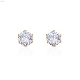 Chris April 316 Stainless Steel Six Claws Setting Diamond Solitaire Stud Earrings Wholesale for Women