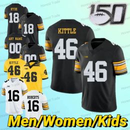 CUSTOM Custom Iowa Hawkeyes College Football Jersey 46 George Kittle 14 Desmond King Caleb Shudak 15 Tyler Goodson 7 Spencer Petras Black Wh