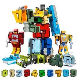 Model Building Kits 10Pcs Transformation Number Robot Deformation Figures City DIY Creative Building Blocks Sets Friends Assembling Kids ToysL231216