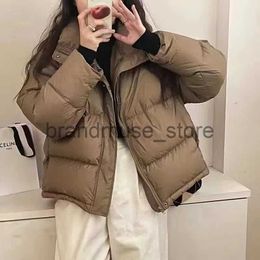 Women's Down Parkas Winter Short Down Jacket Women's Korean Version Simple and Loose Thickened Standing Neck White Duck Down Bread Jacket Coats J231219
