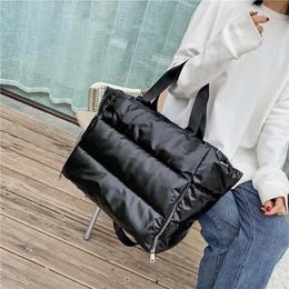 Evening Bags Winter Large Capacity Shoulder Bag for Women Waterproof Nylon Bags Space Padded Cotton Feather Down Big Tote Female Handbag 231219