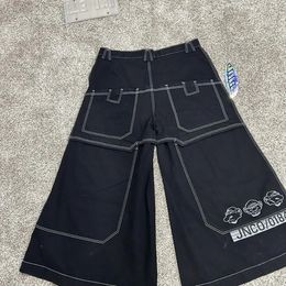 Men's Jeans JNCO Baggy Wide Leg Y2K Hip Hop Pocket Black Pants Mens Harajuku Gothic High Waisted Trousers Streetwear 231219