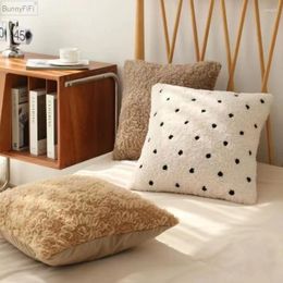 Pillow Sheepskin Cover IvoryCamel Solid Polka Dot Lace 45x45cm Home Decoration Sofa Couch Bed Living Room Bedroom