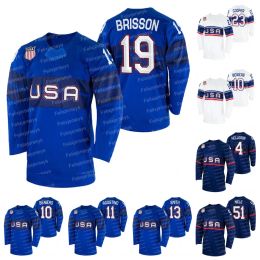 Team USA 2023 Hockey Jersey Brendan Brisson Matty Beniers Kenny Agostino Sam Hentges Andy Miele Brian Cooper Drew Helleson David Warsofsky B