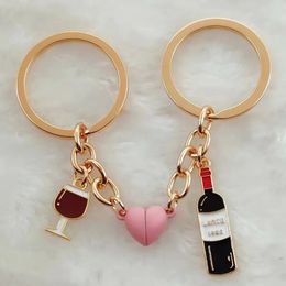 Bag Parts Accessories Fashion Enamel Red Wine Magnetic Button Keychain Ladies Mens Bar Car Couple Gift Jewellery Craft 231219