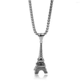 Pendant Necklaces Stainless Steel Eiffer Tower Paris Pendants Necklace For Women Men Long Chain Trendy Jewellery Accessories