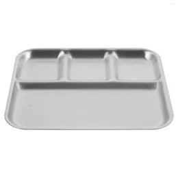 Dinnerware Sets Metal Tray Stainless Steel Grid Divided Serving Dish Seasoning Separated Dinner Plate Appetizer Child