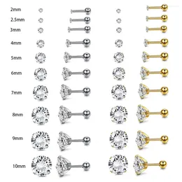 Stud Earrings 1Pair Steel Catch Round Zircon Gold Plated Cartilage Tragus Ear Lobe Studs Women Piercing Jewellery