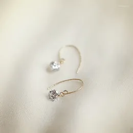 Stud Earrings Original 925 Sterling Silver Simple Zircon For Women Wedding 14K Gold Jewellery Wholesale Selling Free Delivery