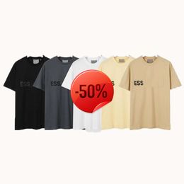 Christmas Discount~ Fashion Men's T-Shirts ESS Tshirts Crew Neck Casual T-shirts Men Tops Leisure Style Summer Short Sleeve Letter Shirts 3XL 4XLSML