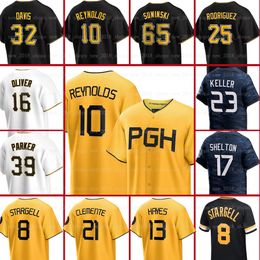 10 Bryan Reynolds Pirates Baseball Jersey Roberto Clemente Johan Oviedo Mitch Keller Derek Shelton Henry Davis David Bednar