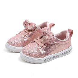 Athletic Outdoor Spring Autumn Girls Shoes Baby Sneakers Children Casual Fashion Bow knot Glitter Leather Non slip Flat Princess i231218