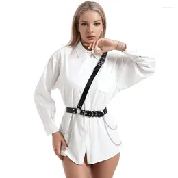 Belts Punk Leather Women With Double-layer Chain Gothic Harajuku Harness Body Waist Strap Jk Dress Jeans Bondage Sexy Waistband