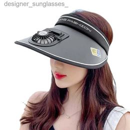 Visors Sun Visor Women Hats with Fan-Three Temp Settings-Large Area Sun Protection Adjustable Elastic BuckleL231219