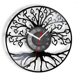 Wall Clocks Tree Of Life Retro Record Clock Living Room Kitchen Family Longplay Art Home Decor