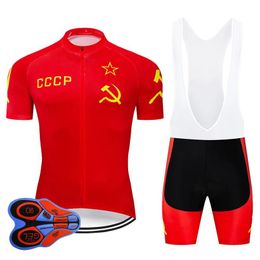 Sets Moxilyn 2020 CCCP Cycling Jersey 9D bib Set MTB Red Bike Clothing Breathable Bicycle Clothes Men's Short Maillot Culotte