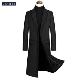 Men s Jackets Windproof Single Breasted Korean Version Slim Fitting Long Knee Thick 30 Wool Woolen Coat Business Casual Parka 231219