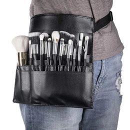 Makeup Brushes Black Two Arrays Makeup Brush Holder Professional PVC Apron Bag Artist Belt Strap Protable Make Up Bag Cosmetic Brush Bag 231218
