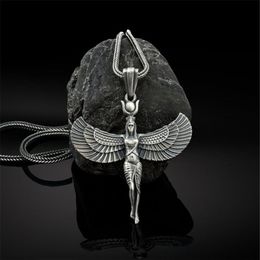 Isis Pendant Necklace 316L Stainless Steel Silver Women Egyptian Winged Goddess Jewelry Gifts308S