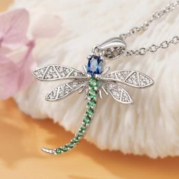 Pendant Necklaces Huitan Exquisite Colourful Dragonfly Necklace For Women Paved Dazzling CZ Stone Cute Girls Party Fashion Jewellery