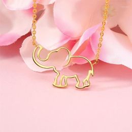 Pendant Necklaces Stainless Steel Necklace For Women Man Cute Little Elephant Gold And Silver Colour Engagement Jewellery Gift1284H