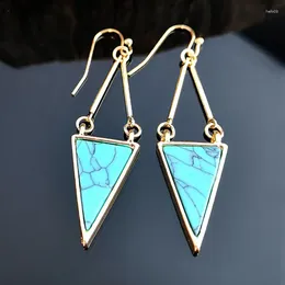 Dangle Earrings Delicate Triangle Design Turquoises For Women Fashion Wedding Party Jewelry Long Hollow Geometry Ladies Gift