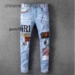 Ripped amari amirl amirlies am amis imiri amiiri Hole High Street Washed Jeans Pants for Women Patch Embroidery Mens and Womens Oversize Size 3040 Streetwear Al 63B5