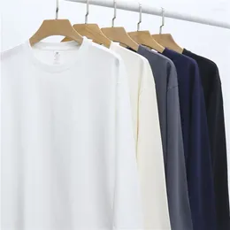 Men's T Shirts 250g Autumn Cotton Basic T-shirts High Quality Fashion Oversized Tee Unisex O-neck Long Sleeve Customized Print Tops