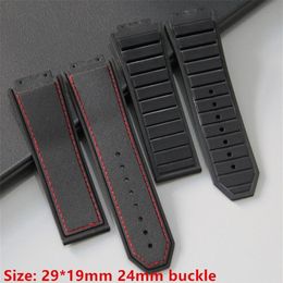 Top grade Black 29x19mm nature Silicone rubber watchband watch band for IUBLOT strap for king power series with on 220622218D